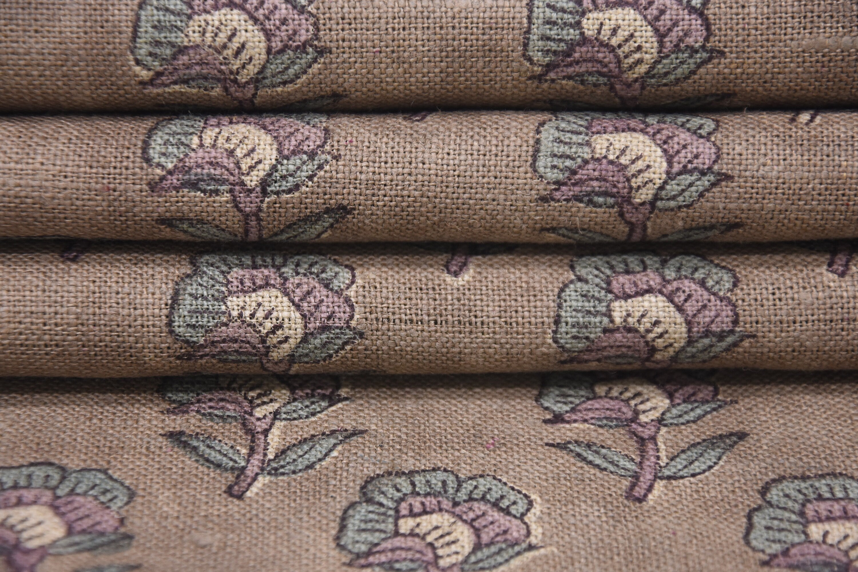 Upholstery floral linen fabric, block print thick linen 58" wide, Indian handmade art, modern pillows, gift for her - ROHINI