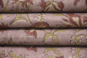 Floral thick linen 58" wide fabric, block print linen, home décor, designer block print fabric, handmade block art - NAAYAB