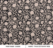 Block print linen fabric, thick cotton 44" wide, Indian fabric, window shades and curtains, durable cotton fabric - CHAKRI