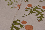 Cushions and tablecloth, linen window treatments and table napkins, pure linen 58" wide fabric, Indian printed textiles - Gulab