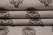 Pure linen 58" wide fabric, cushions and pillows, linen window curtains and table napkins, Indian printed fabrics - INDERJEET