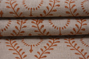 Block print fabric, handmade floral art, pure linen 58" wide, decorative window curtains, linen pillows, table cloth - LEHER
