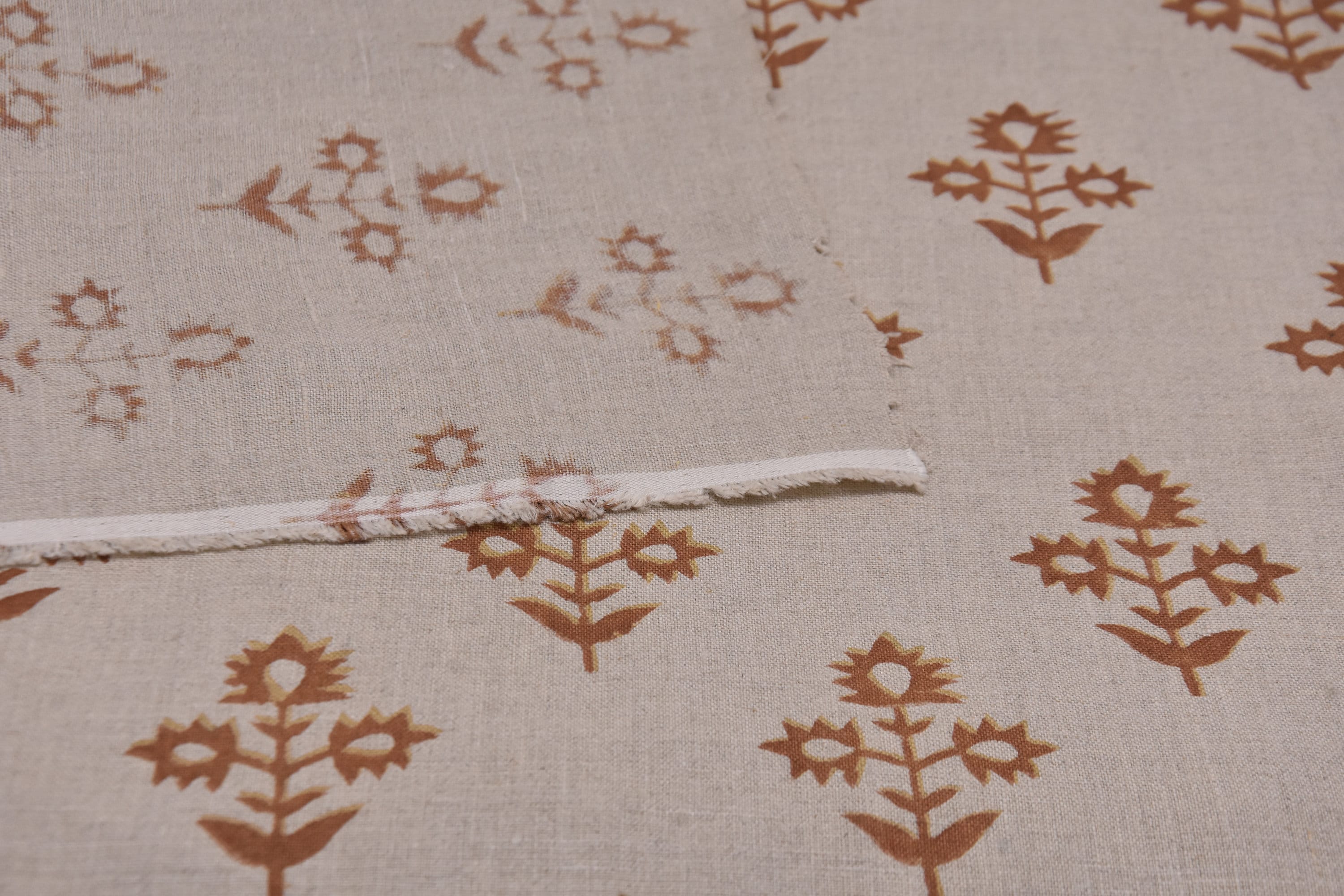 Linen for bedding, pure linen 58" wide fabric. natural pure fabric, hand block print pillows and cushions - CHAMELI