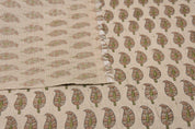 Hand block print, linen blend fabric, designer floral fabric, linen pillows, and napkins, Indian handmade art - LIL PAISLEY