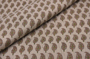 Hand block print, linen blend fabric, designer floral fabric, linen pillows, and napkins, Indian handmade art - LIL PAISLEY