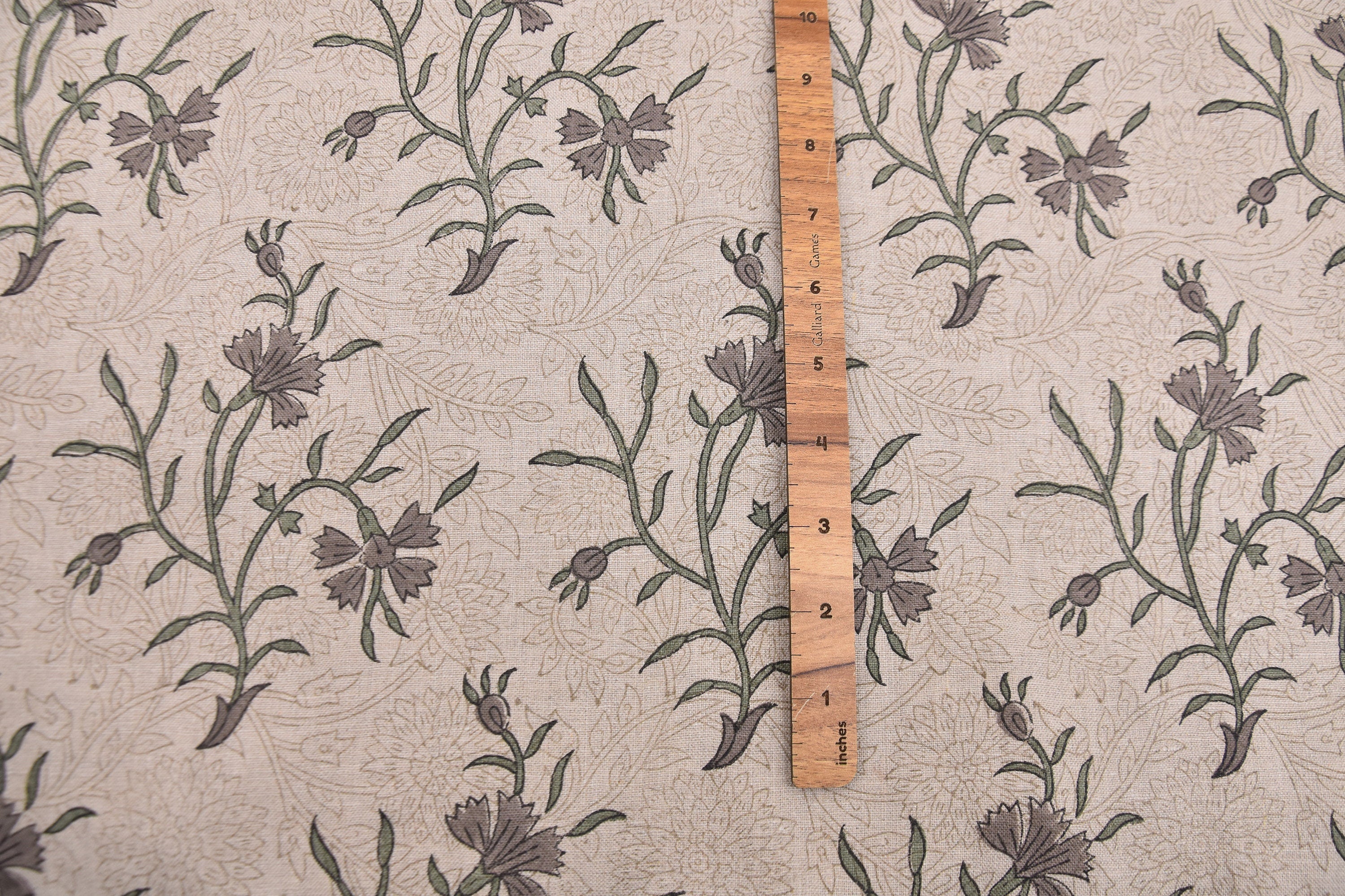 Floral curtains, pure linen 58" wide, upholstery linen fabric, Indian pillow fabric, hand block print, designer pillow covers - DAISY