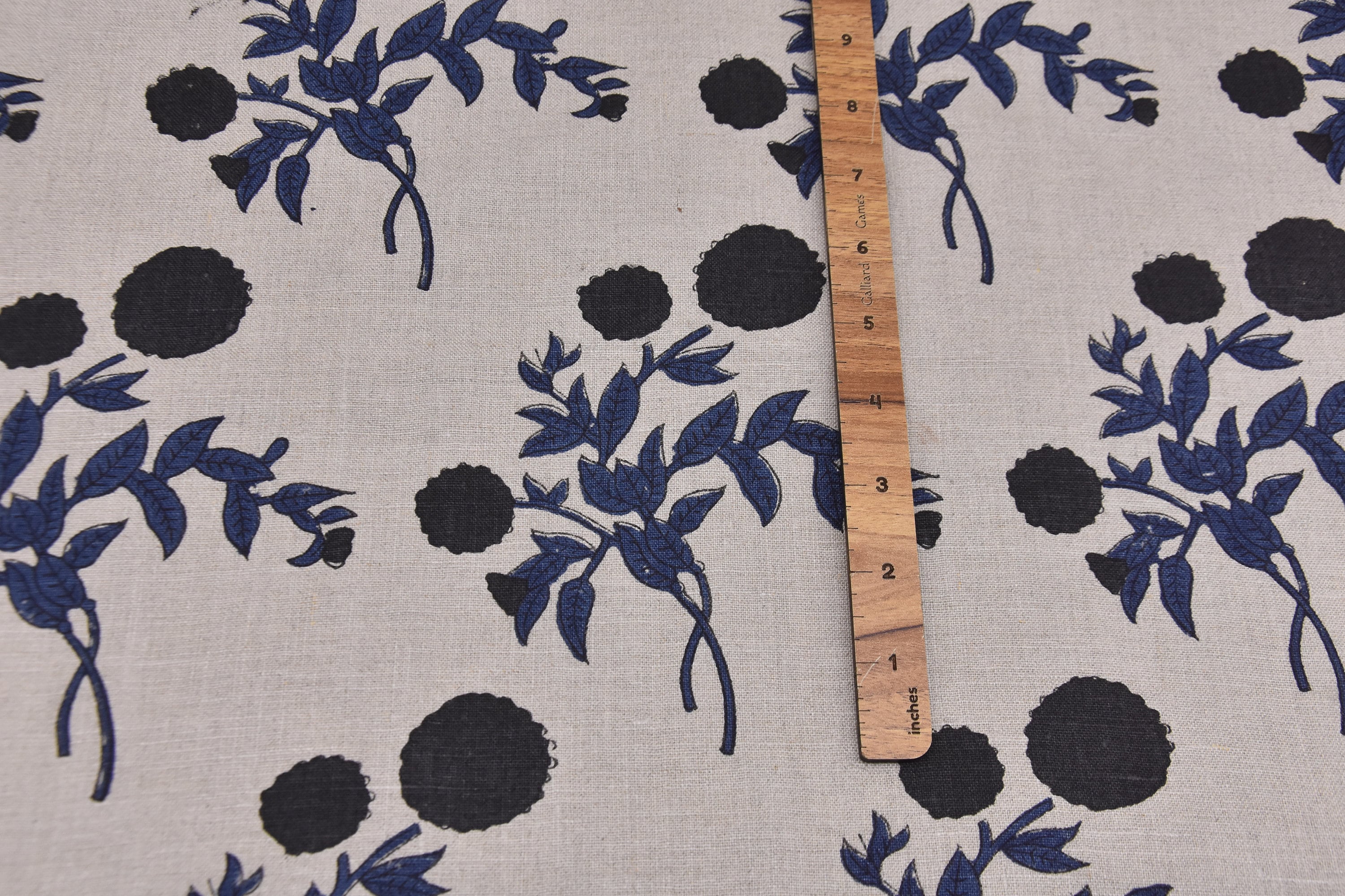 Pure linen 58" wide fabric, hand block print, fabric cushion and pillow cover, best for tablecloth and napkins - GULAB