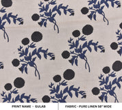 Pure linen 58" wide fabric, hand block print, fabric cushion and pillow cover, best for tablecloth and napkins - GULAB