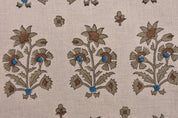 Block print window curtains, linen pillows, pure linen 58" wide fabric, Indian handmade art, hand block textiles - SADABAHAR