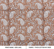 Floral block print, thick cotton 44" wide, decorative pillows, drapery fabric, handmade art, cotton fabric - KERI JAAL