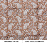 Premium Duck Canvas Hand Block Print Beige Fabric - Keri Jaal