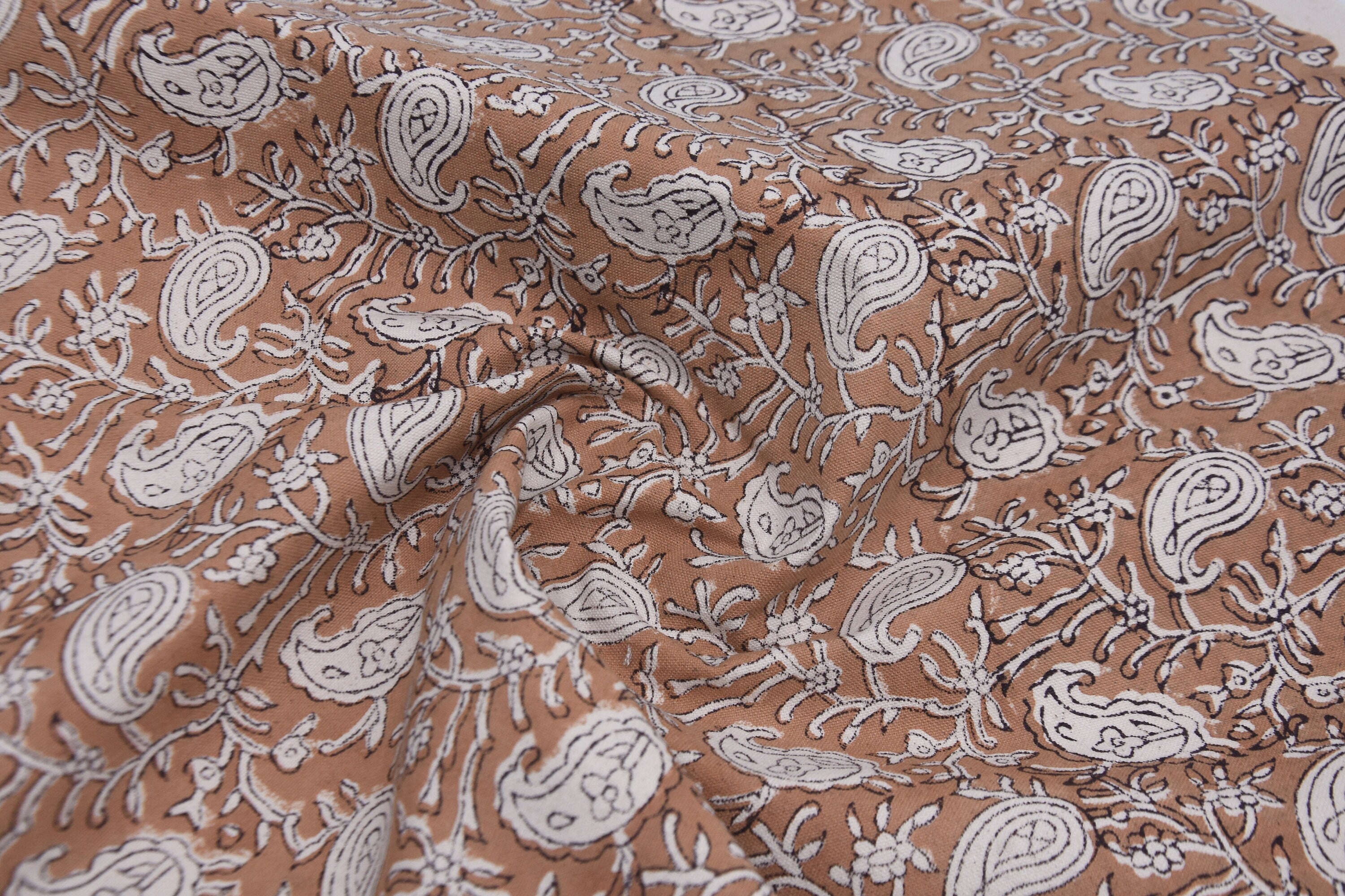 Floral block print, thick cotton 44" wide, decorative pillows, drapery fabric, handmade art, cotton fabric - KERI JAAL