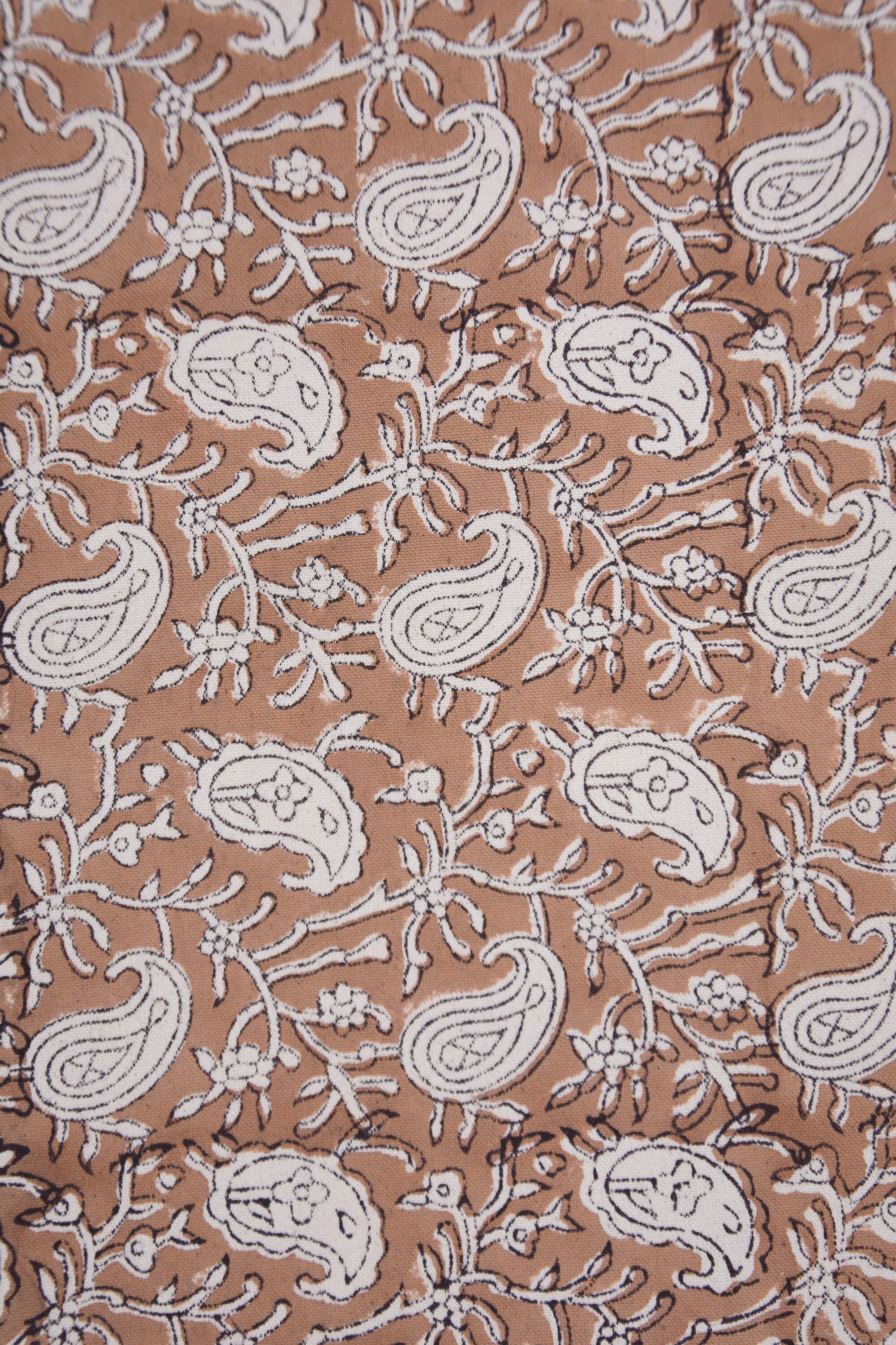 Floral block print, thick cotton 44" wide, decorative pillows, drapery fabric, handmade art, cotton fabric - KERI JAAL