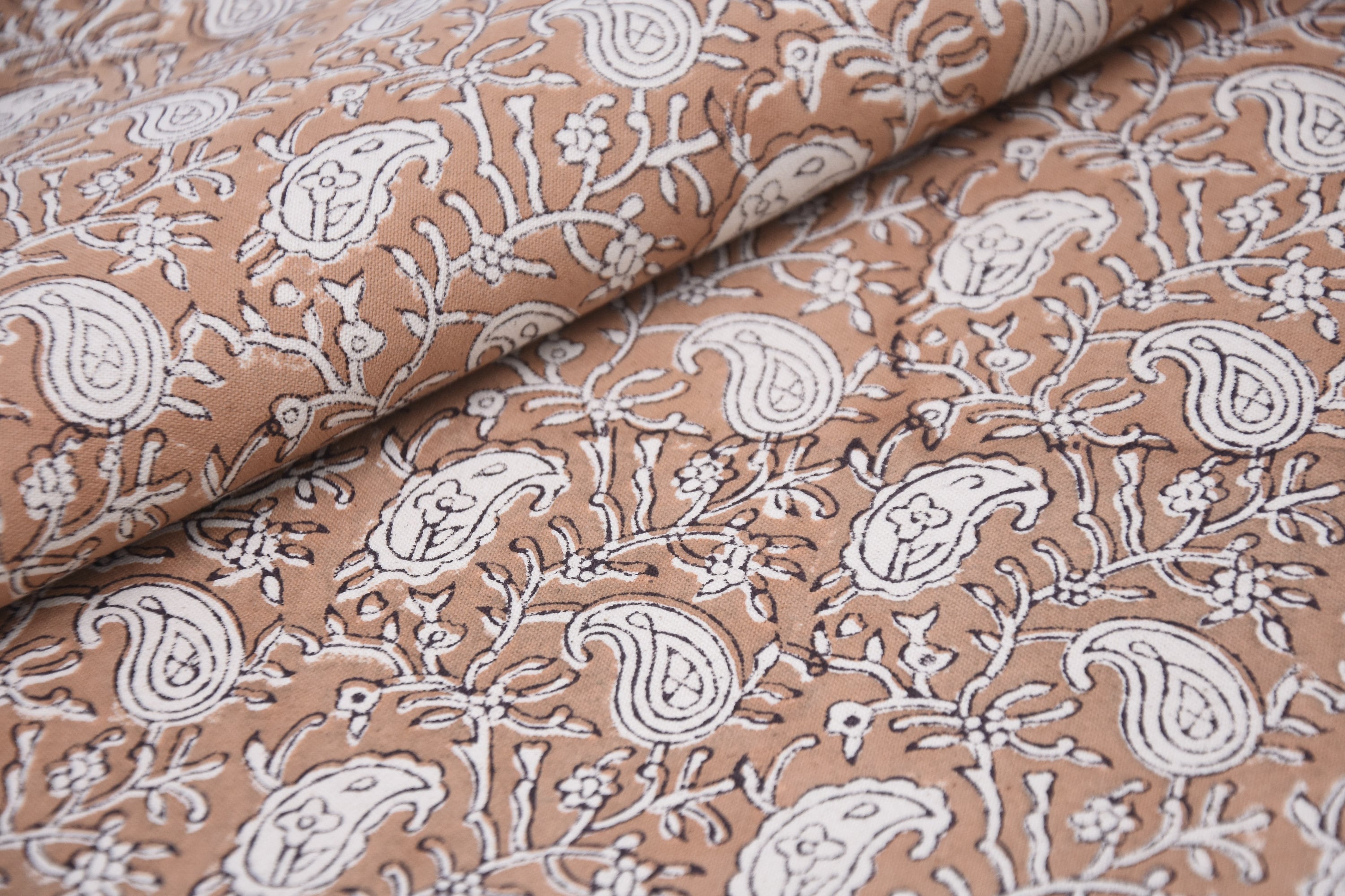 Floral block print, thick cotton 44" wide, decorative pillows, drapery fabric, handmade art, cotton fabric - KERI JAAL