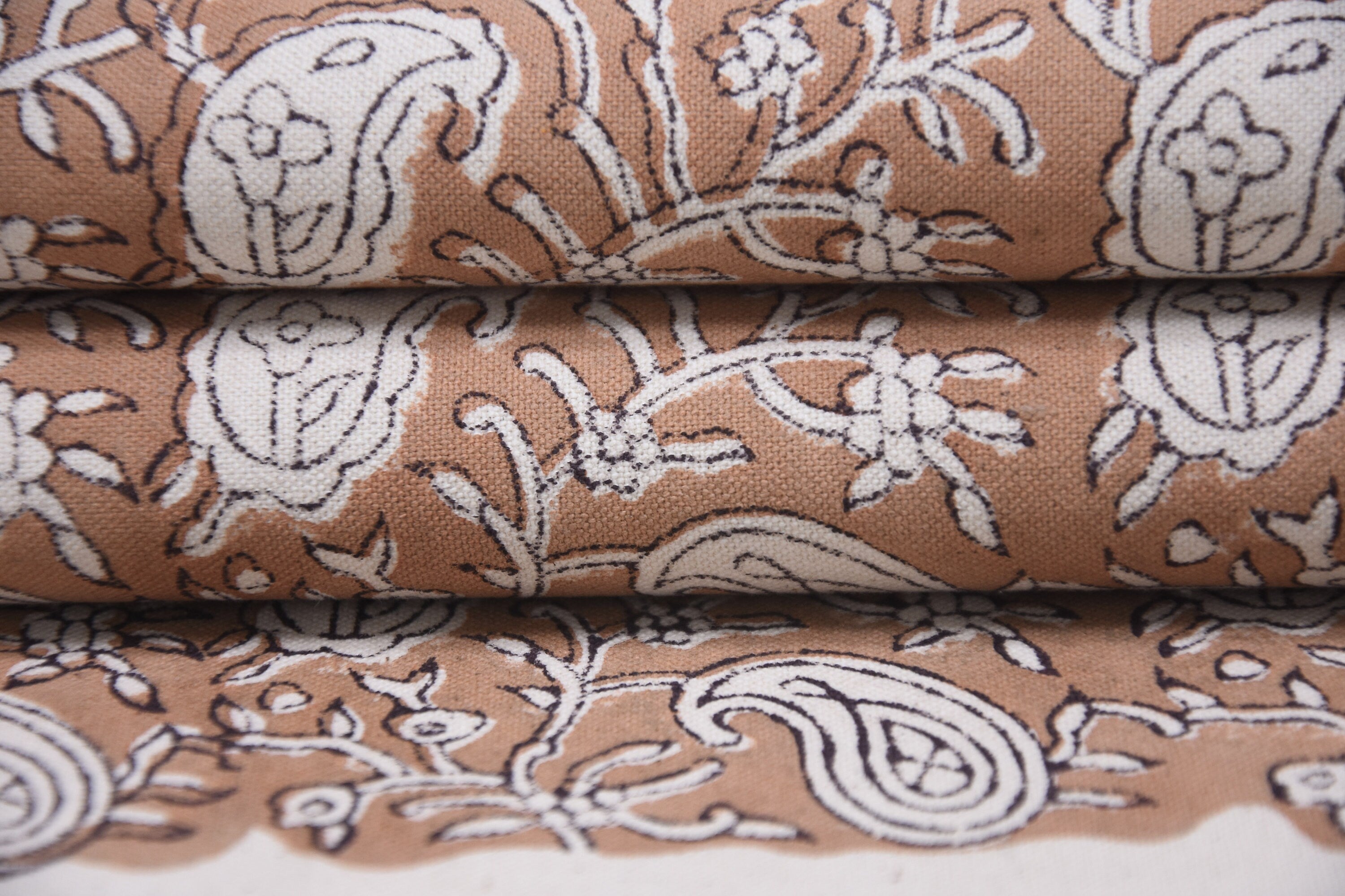 Floral block print, thick cotton 44" wide, decorative pillows, drapery fabric, handmade art, cotton fabric - KERI JAAL