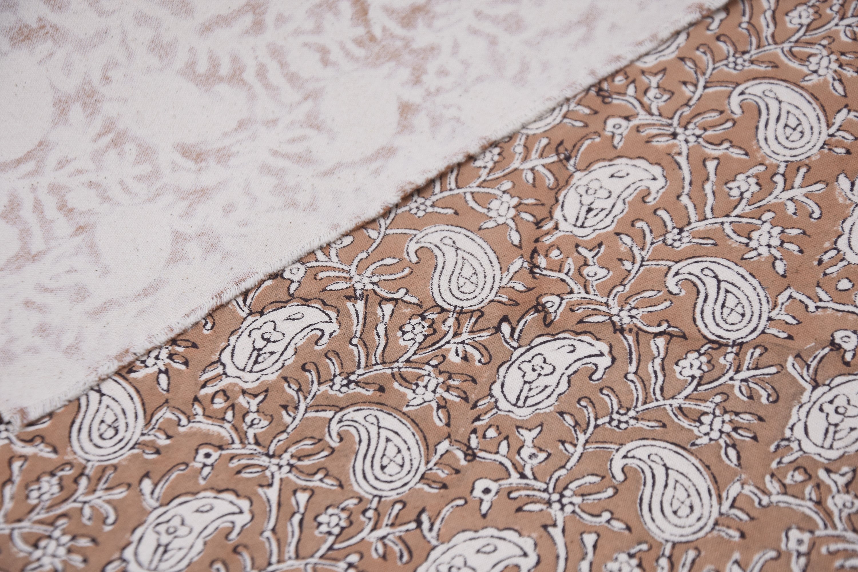 Floral block print, thick cotton 44" wide, decorative pillows, drapery fabric, handmade art, cotton fabric - KERI JAAL